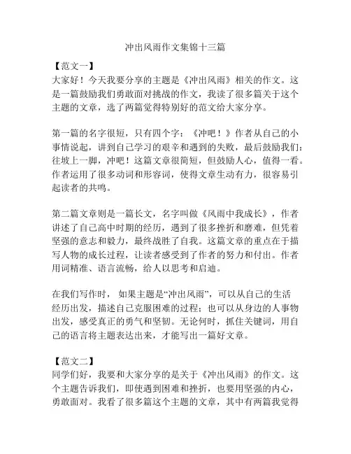 冲出风雨作文集锦十三篇
