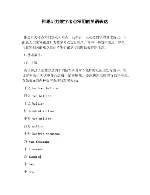 雅思听力数字考点常用的英语表达