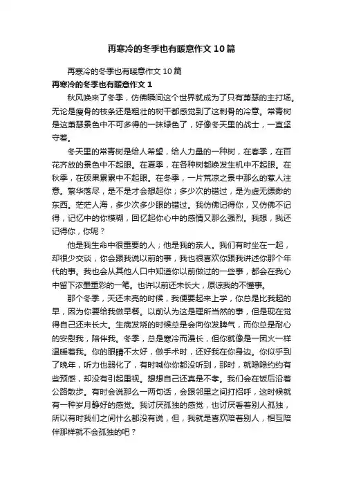 再寒冷的冬季也有暖意作文10篇