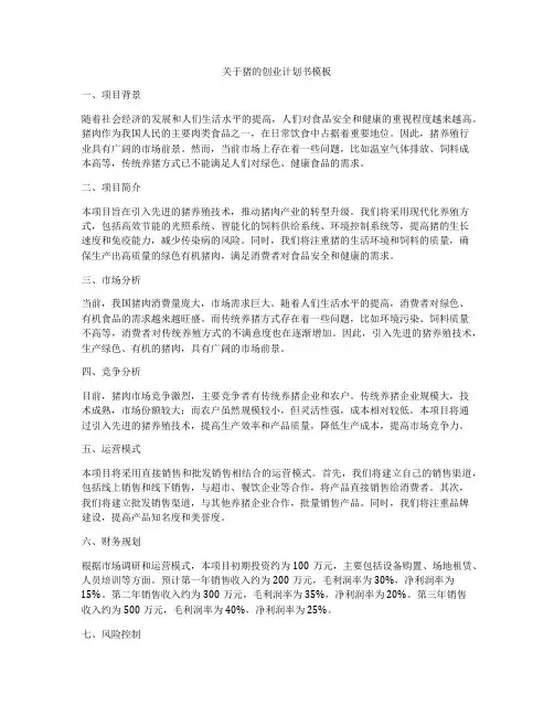 关于猪的创业计划书模板