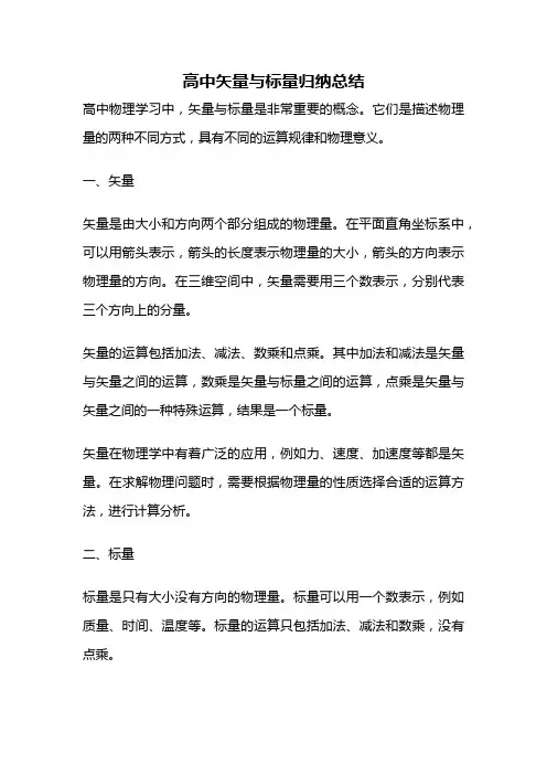 高中矢量与标量归纳总结