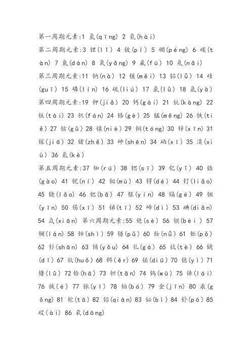 元素周期表读音及符号
