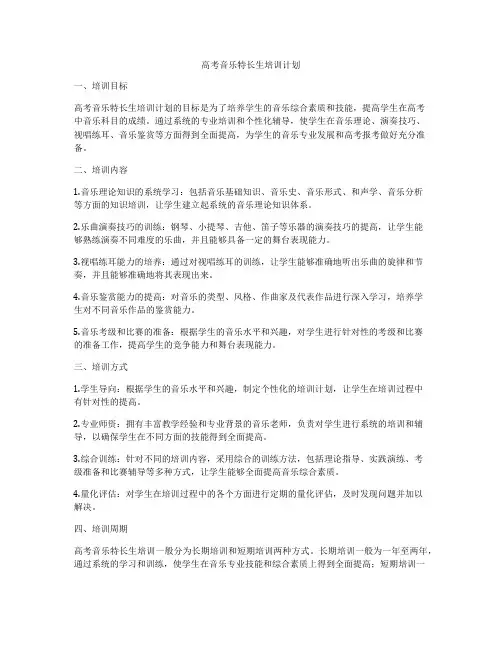 高考音乐特长生培训计划