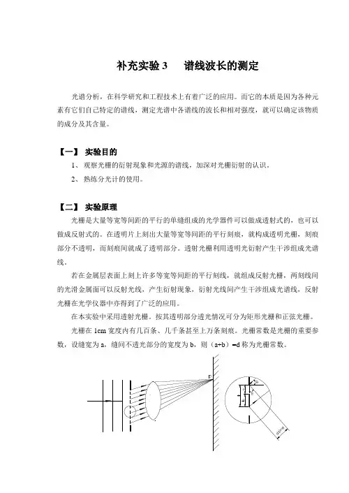 谱线波长的测定(光栅衍射)