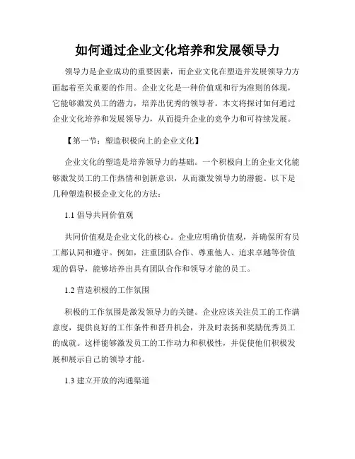 如何通过企业文化培养和发展领导力