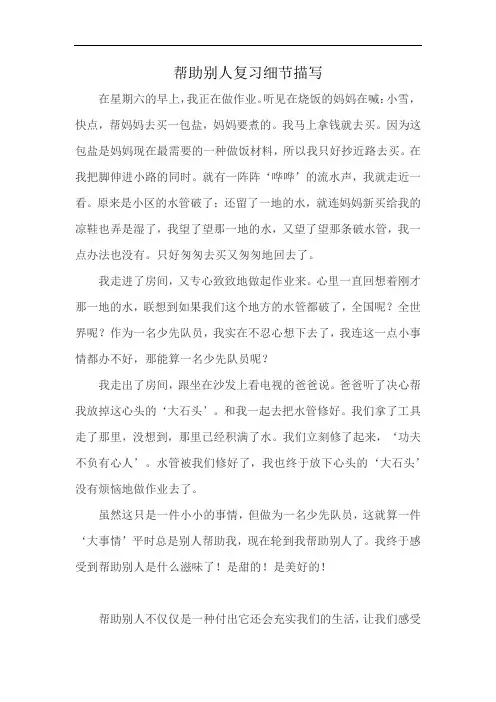 帮助别人复习细节描写