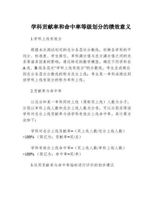 学科贡献率和命中率等级划分的绩效意义