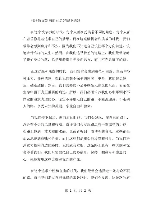 网络散文别向前看走好脚下的路范文