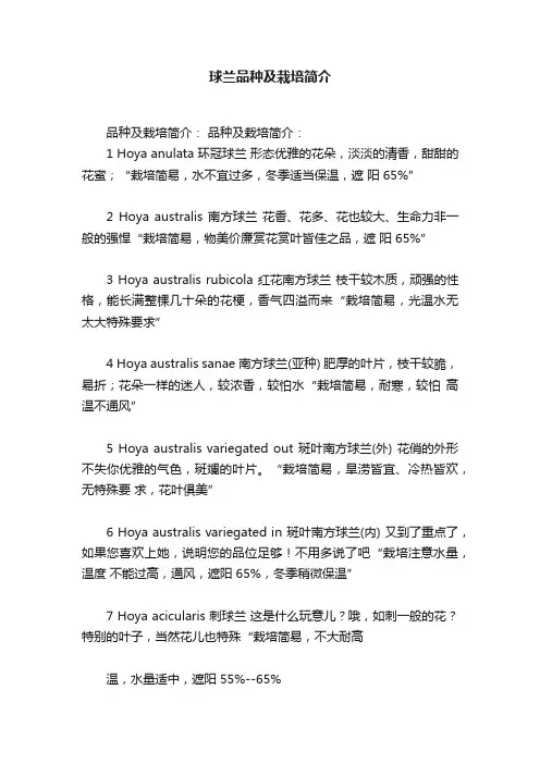 球兰品种及栽培简介