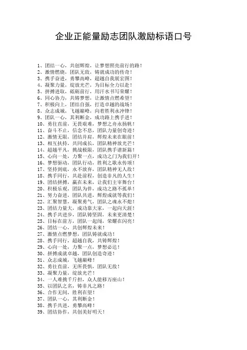 企业正能量励志团队激励标语口号