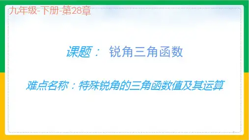 《锐角三角函数》数学公开课PPT2人教版