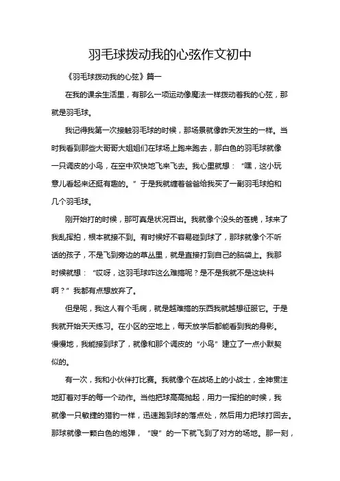 羽毛球拨动我的心弦作文初中