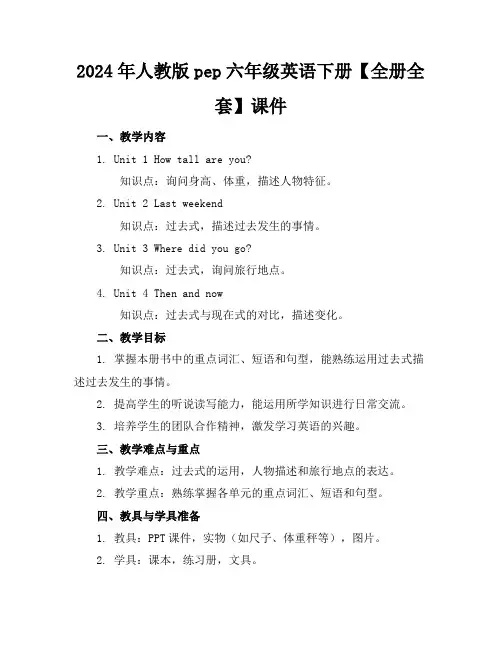 2024年人教版pep六年级英语下册【全册全套】课件
