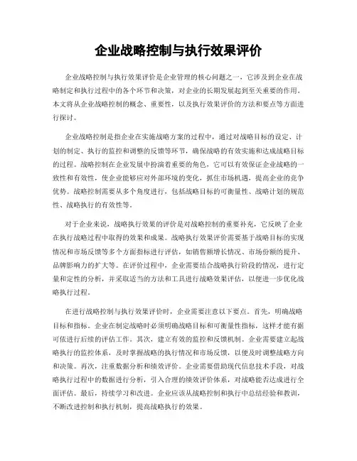 企业战略控制与执行效果评价
