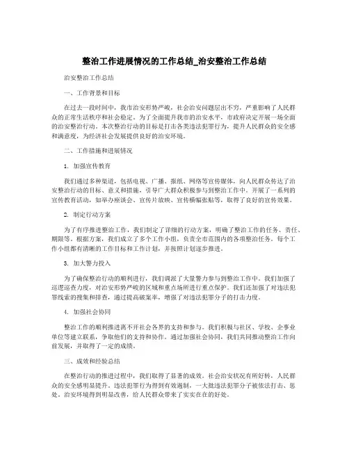 整治工作进展情况的工作总结_治安整治工作总结