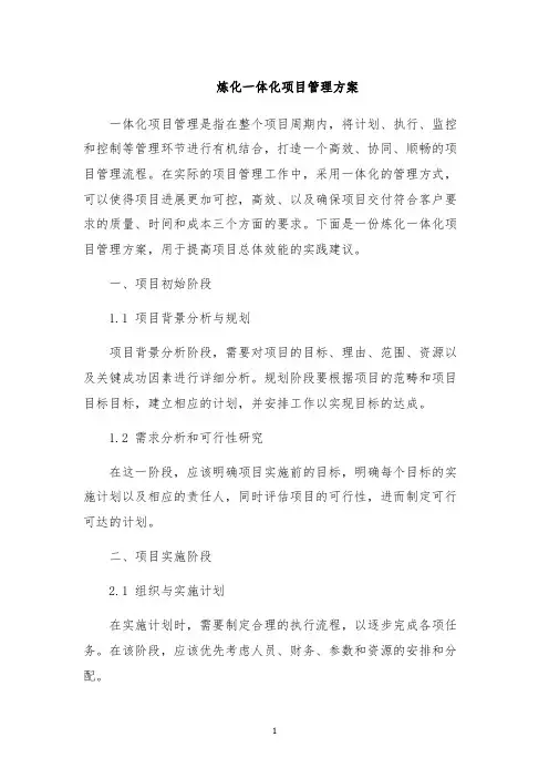 炼化一体化项目管理方案