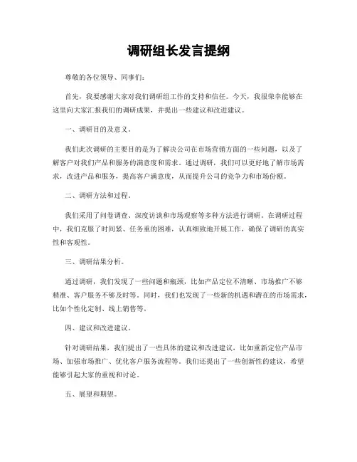调研组长发言提纲