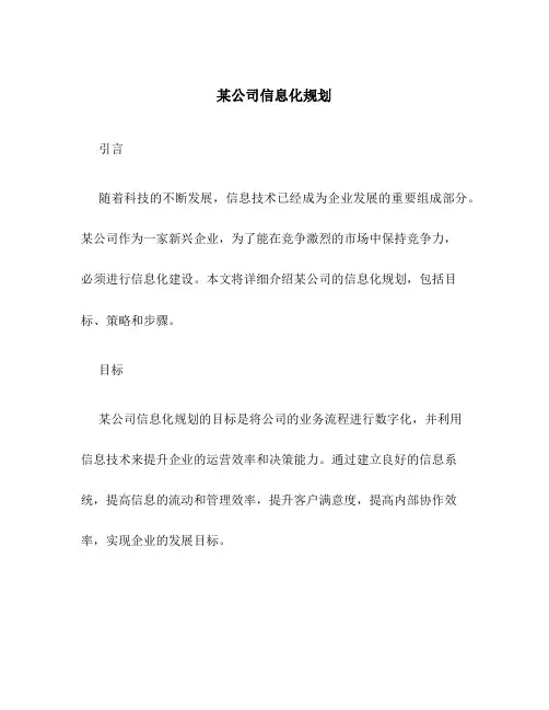 某公司信息化规划