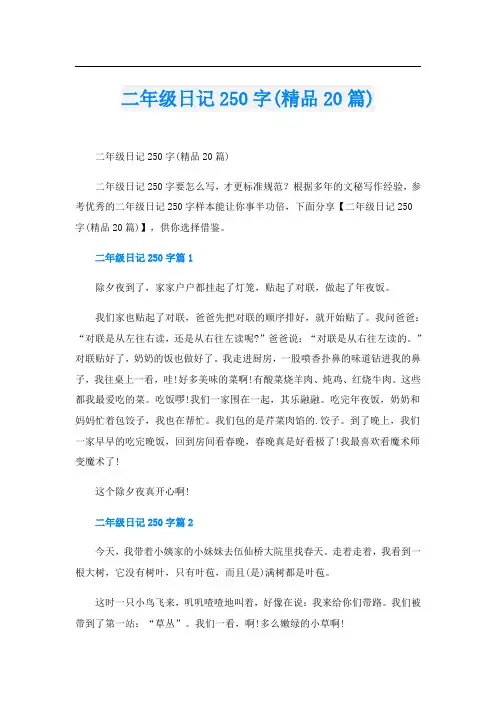 二年级日记250字(精品20篇)