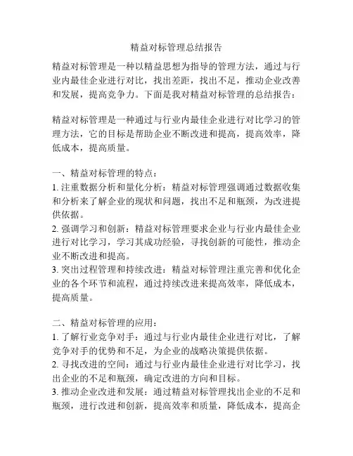 精益对标管理总结报告