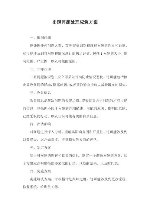 出现问题处理应急方案
