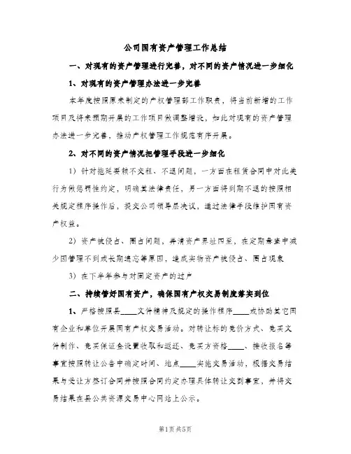 公司国有资产管理工作总结（2篇）
