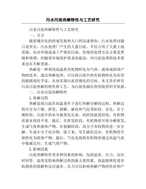 污水污泥热解特性与工艺研究