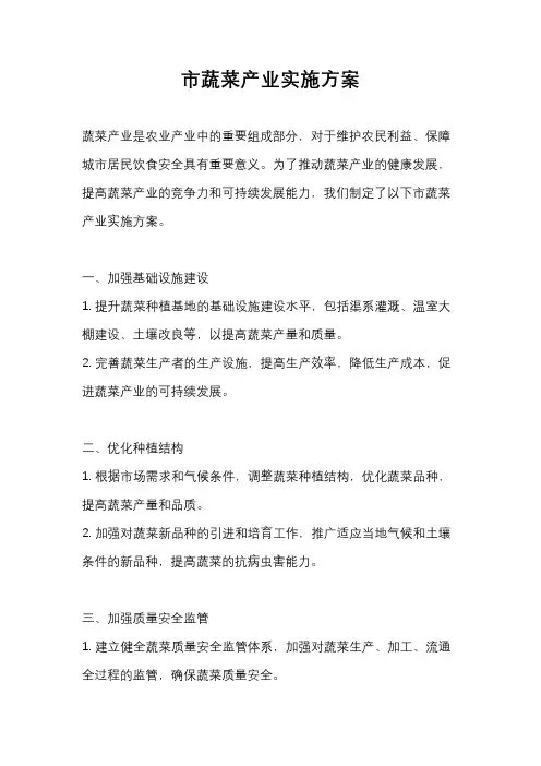 市蔬菜产业实施方案