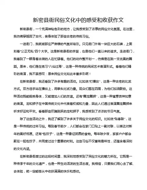 新密县衙民俗文化中的感受和收获作文