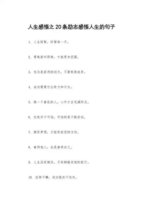 人生感悟之20条励志感悟人生的句子