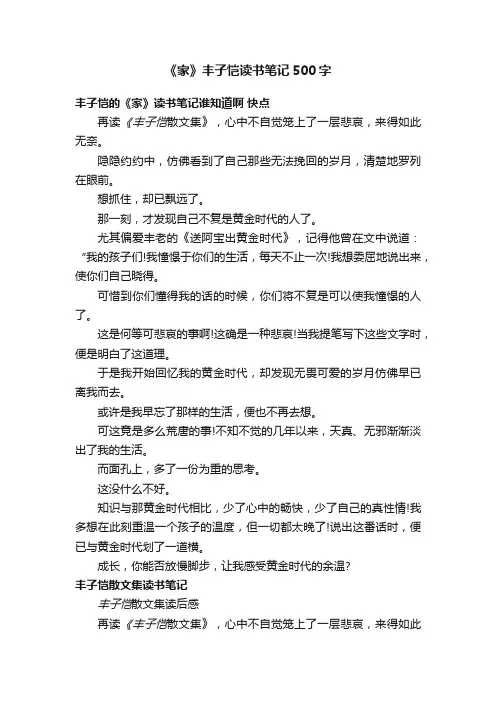 《家》丰子恺读书笔记500字