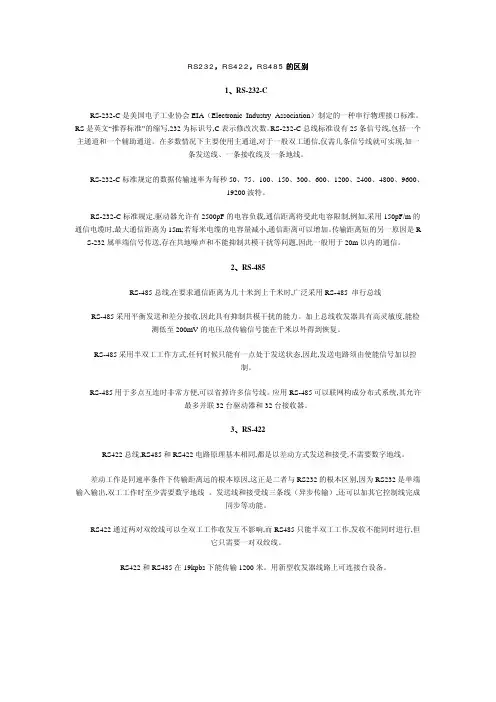 RS232,RS422,RS485的区别