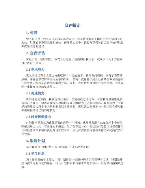 中心自评报告