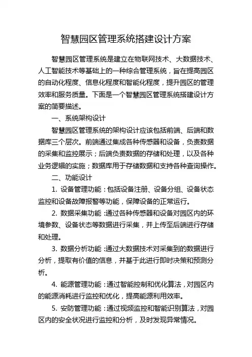 智慧园区管理系统搭建设计方案