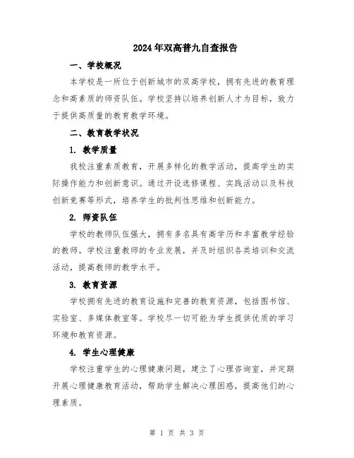 2024年双高普九自查报告