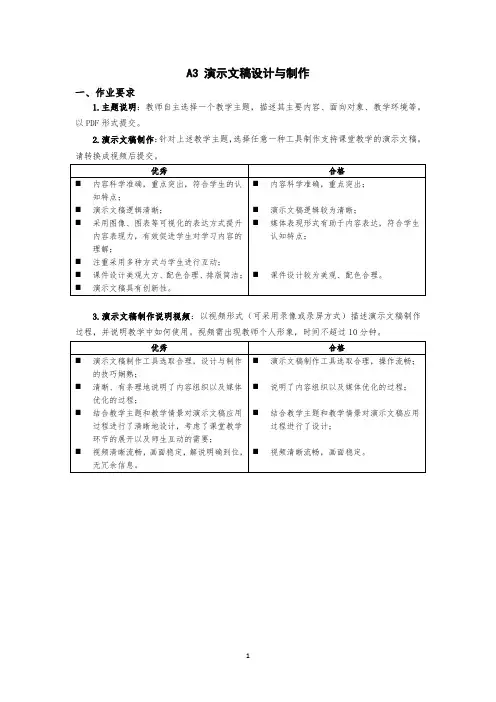 A3演示文稿设计与制作-作业要求及作业模板