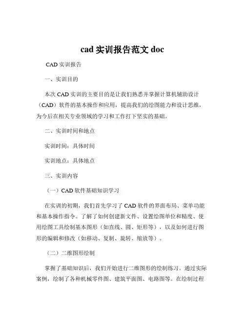 cad实训报告范文doc