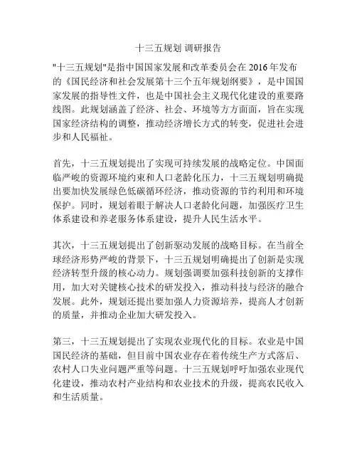 十三五规划 调研报告