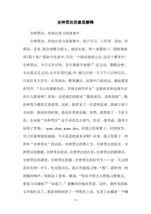 全神贯注的意思解释