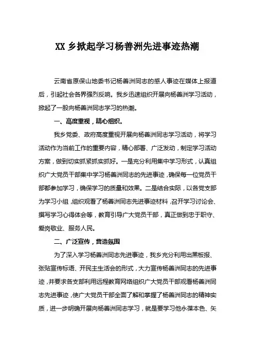 学习杨善洲同志先进事迹总结材料