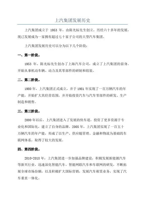 上汽集团发展历史