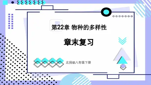 北师版八年级生物下册第22章《物种的多样性》复习课件