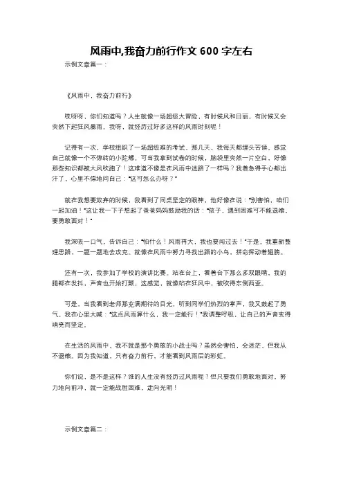 风雨中,我奋力前行作文600字左右