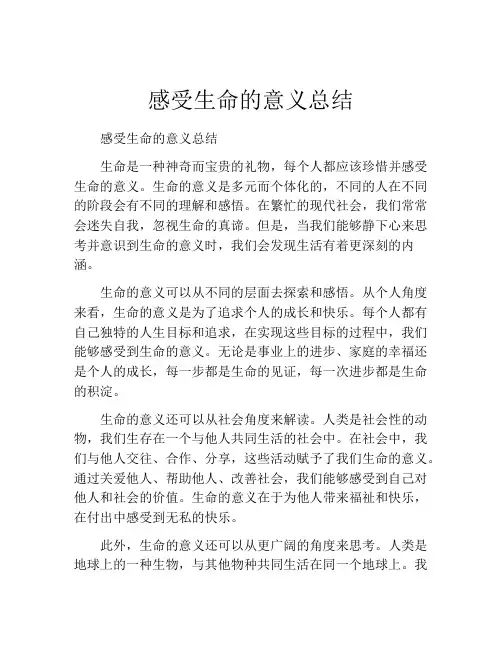 感受生命的意义总结