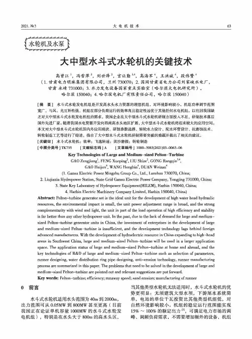 大中型水斗式水轮机的关键技术