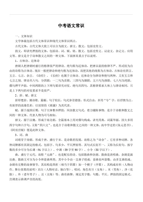 2020年中考语文知识大全