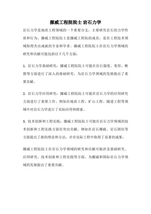 挪威工程院院士 岩石力学