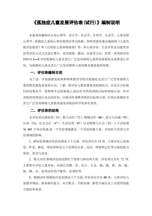 孤独症儿童发展评估表【范本模板】