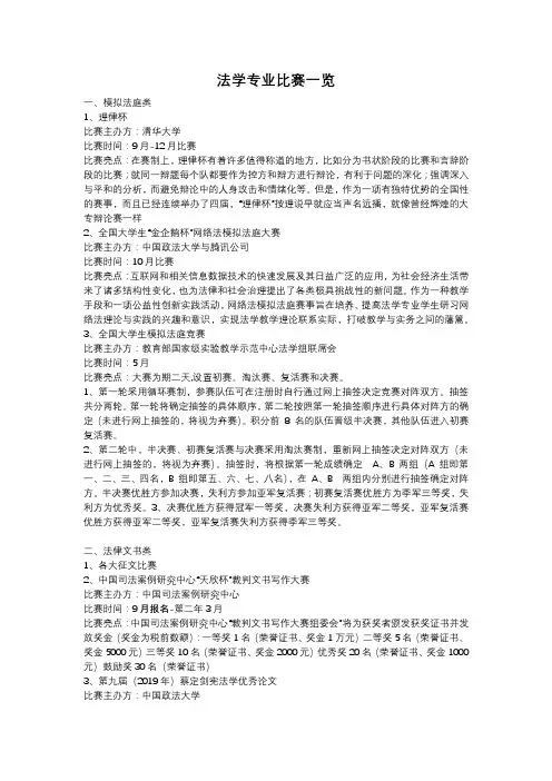 法学专业比赛一览