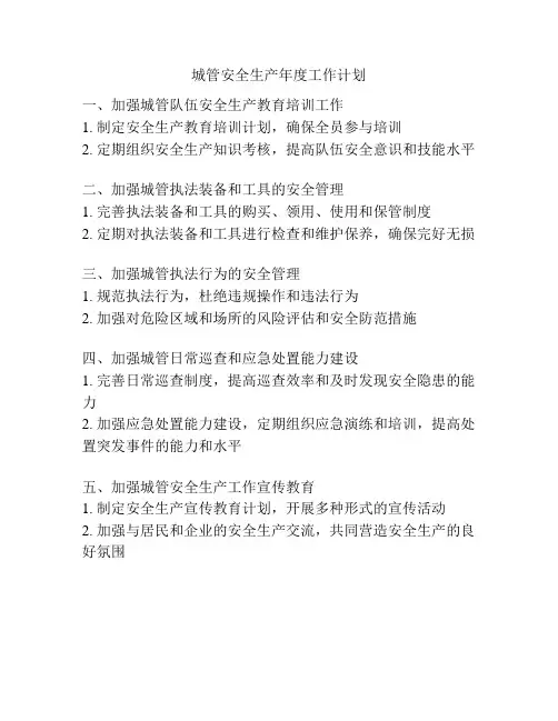 城管安全生产年度工作计划